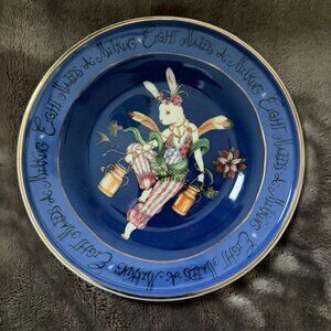 Phannapast Anthropologie 12 Days Christmas Dessert Plate 8 Eight Maids a Milking